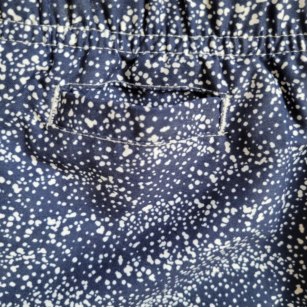 Black Brown 1826 Men's Swim Trunks Blue & White Print Pockets Lined Size…